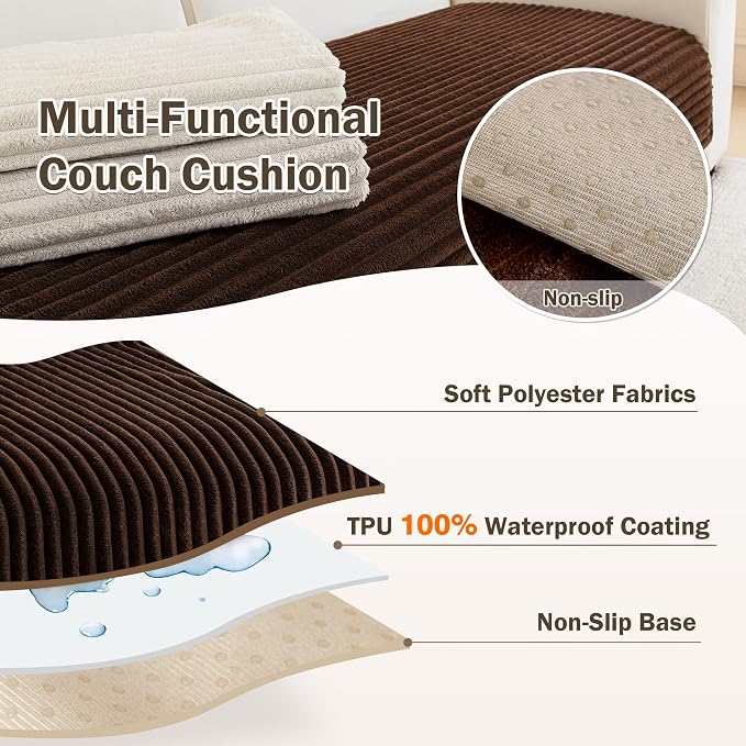 MEETSKY 100% Waterproof Sectional Couch Covers, 2 Pieces Non Slip Couch Covers for Dogs, L Shaped Sofa Covers for Pets Washable, Sofa Slipcover Furniture Protector, Chocolate, Large, 35"x63"+35"x63" - Image 3
