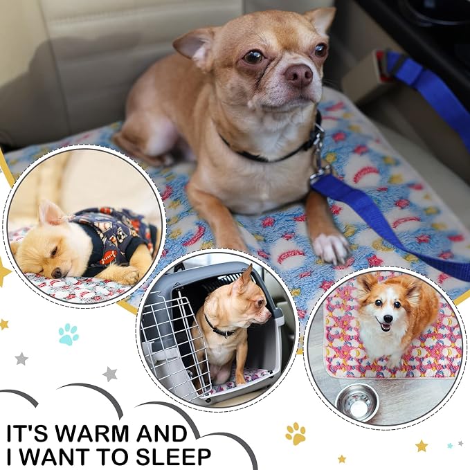 Reginary 4 Pcs Waterproof Guinea Pig Blankets Washable Small Animal Fleece Bedding Absorbent Guinea Pig Cage Liners Reusable Training Pee Pad Pet Sleep Mat for Hamster(Moon Star Pattern,24 x 16 Inch) - Image 4