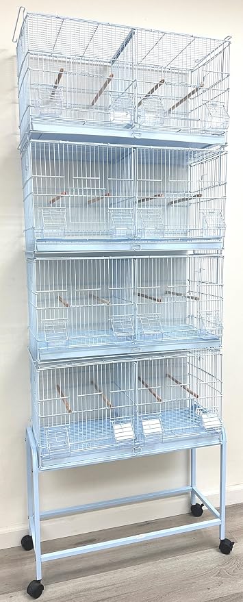 LOT of Stackable Breeder Bird Flight Cage with Removable Center Divider and Breeding Nest Box Doors with Removable Rolling Stand by Mcage