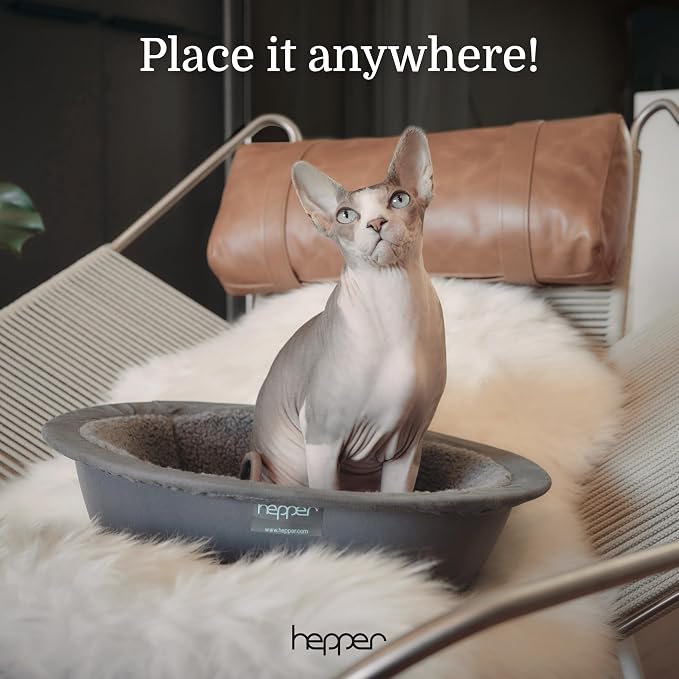 Hepper Cat Nest - Washable Cat Bed with Fleece Liner - Gray/Gray - Image 4