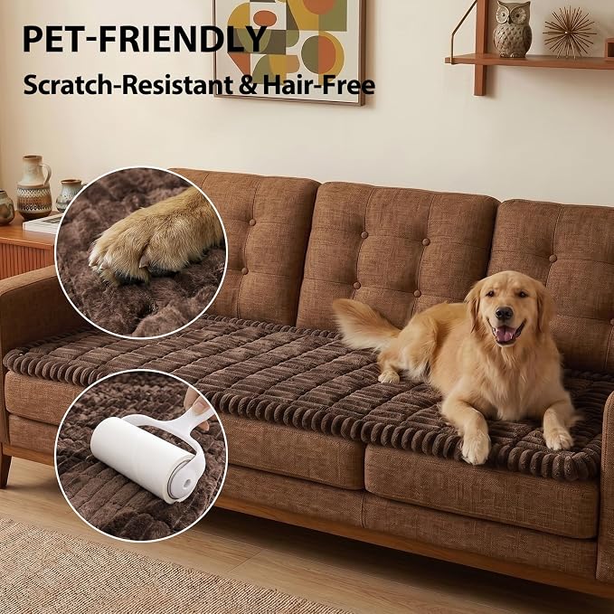 Fixwal Waterproof Flannel Dog Couch Cover, 27.6" x 94.5", Dark Brown | Integrated TPU Barrier, Non-Slip Backing, Machine Washable, Pet Friendly, Easy Clean Pet Hair, Soft Sofa Cushion Protector - Image 6