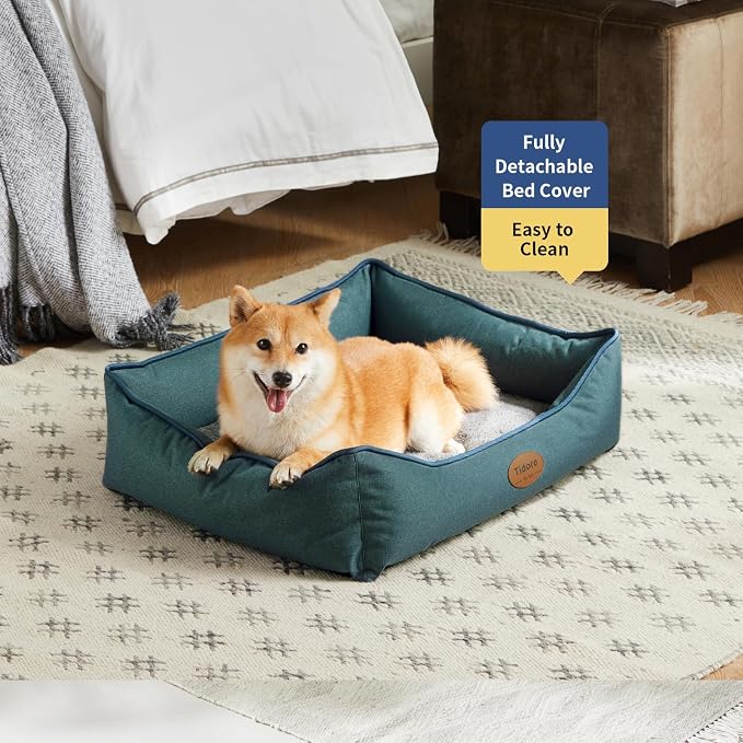 Tidore Orthopedic Dog Beds for Medium Dogs, Durable Egg Crate Foam Sofa Dog Bed wit Washable Removable Cover,Waterproof Lining,Pet Bed for Large Dogs (Olive Green, 26.4" L x 21.7" W x 6.2" Th) - Image 2