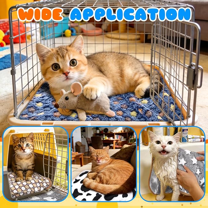 Eilyliafe 6 Pcs Guinea Pig Bedding Cage Liners Small Animal Flannel Blankets Sleep Mat Absorbent Reusable Pet Pee Bedding Pad Cover for Hamster Ferret Chinchilla Rabbit Hedgehog (16 x 24 Inch, Multi) - Image 6