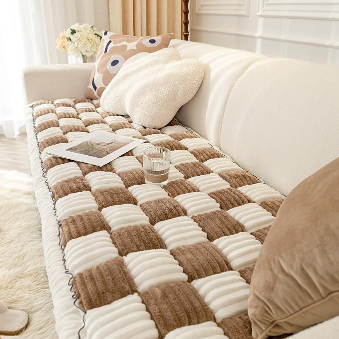 LiveGo Couch Cover for Dogs Washable, Sofa Cover Protector, Couch Covers for 3 Cushion Couch Sofa Pet Friendly, Soft, Non Slip (Dark Coffee, 45x45 cm/17.7x17.7 in) - Image 9