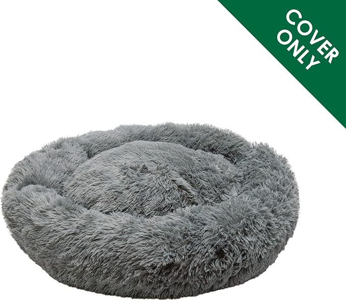 Furhaven Replacement Donut Dog Bed Cover Plush Long Faux Fur Calming Cuddler, Machine Washable - Gray, Large - Image 2