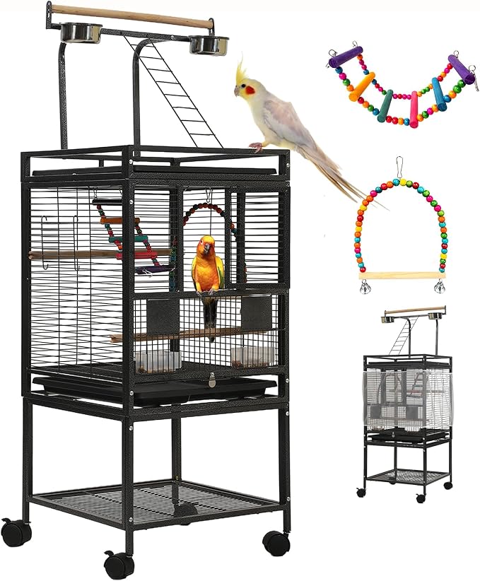 51" Small Bird Cage with Stand,Parakeet Cage, Parrot cage with Parakeet Toys, Bird Cage Accessories for Lovebirds Cockatiel Conure Finch Canary Budgie by SINOPET
