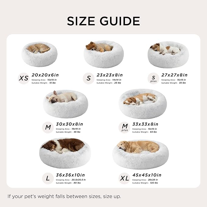 Bedsure Calming Dog Beds Large Sized Dog Donut Washable Pet Bed,36ins | Fluffy Faux Fur Round Cuddler,with Removable Washable Cover,Anti-Slip Bottom,Anti-Anxiety,for Pets Up to 80 Lbs,Frost Grey - Image 7
