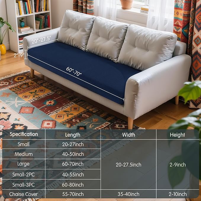 Hokway Couch Cushion Covers Stretch Cushion Covers Sofa Seat Cushion Slipcover Cushion Protector(DarkBlue, Large) - Image 3