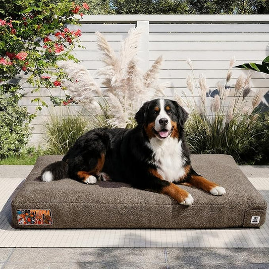 Sytopia 47 Inch Durable Indestructible Dog Beds for XXL Dogs, Chew Proof Waterproof Pet Crate Pad with Machine Washable Removable Cover, Great for Indoor, Outdoor, Crate, Patio Use, Brown by Sytopia