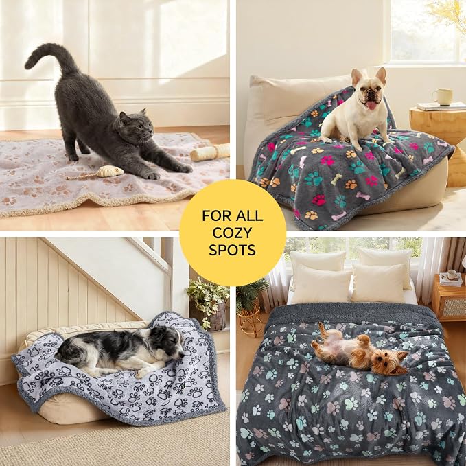 Luciphia Waterproof Pet Blankets for Couch Sofa Bed Cover Cat Liquid Pee Proof Washable Soft Fluffy Large Dog Blanket Reversible Furniture Protection Puppy Thicken X-Large（85" x 57"） | Soft Print Pet Blanket Washable Pee Proof, Furniture Protector for ... - Image 4