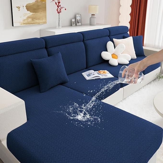 hyha Waterproof Sectional Cushion Covers, Anti Slip L Shape Sofa Cover | L Shape Sectional Fit, Wear Resistant Fabric, Anti Slip, Waterproof Protection, Pet Protector (1 Piece for Chaise) by hyha
