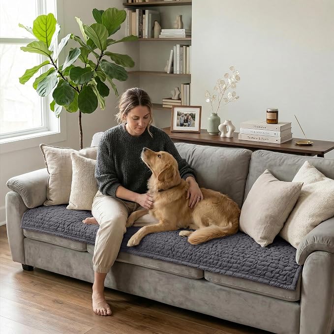 PAULATO BY GA.I.CO. Waterproof Blanket – 24x67” Changing Absorbent Pad for Incontinence – Machine Washable Stain-Resistant Protector for Couch Sofa or Bed – Reusable Waterproof Cover - Dark Grey - Image 6