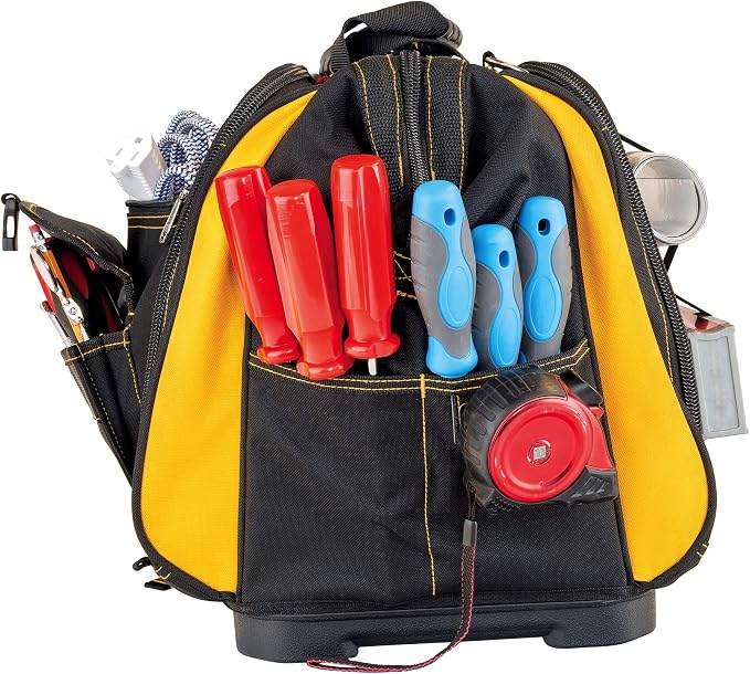 Cat 18-Inch Pro Tool Bag with 56 Pockets, Wide Mouth Opening, Molded Base, Hi-Vis Interior, and Shoulder Strap – Heavy-Duty 1680D Polyester Construction - 240051 - Image 9
