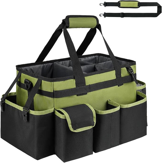 Cleaning Caddy,Large Cleaning Bags for Housekeepers,Cleaning Supplies Organizer with Handle,Green by ZIOZERTT