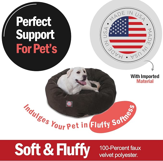Majestic Pet 40 Inch Micro Velvet Calming Dog Bed Washable – Cozy Soft Round Dog Bed with Spine for Head Support - Fluffy Donut Dog Bed 40x29x9 (inch) – Round Pet Bed Large – Storm - Image 2