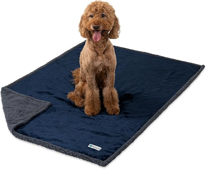 PetAmi Waterproof Dog Blanket for Couch, Extra Large 80x60, Pee Proof Sherpa Fleece Reversible Pet Throw, Furniture Protector for Bed Sofa Crate Kennel, Soft Washable Cover for Dog Cat, Blue Grey - Image 8