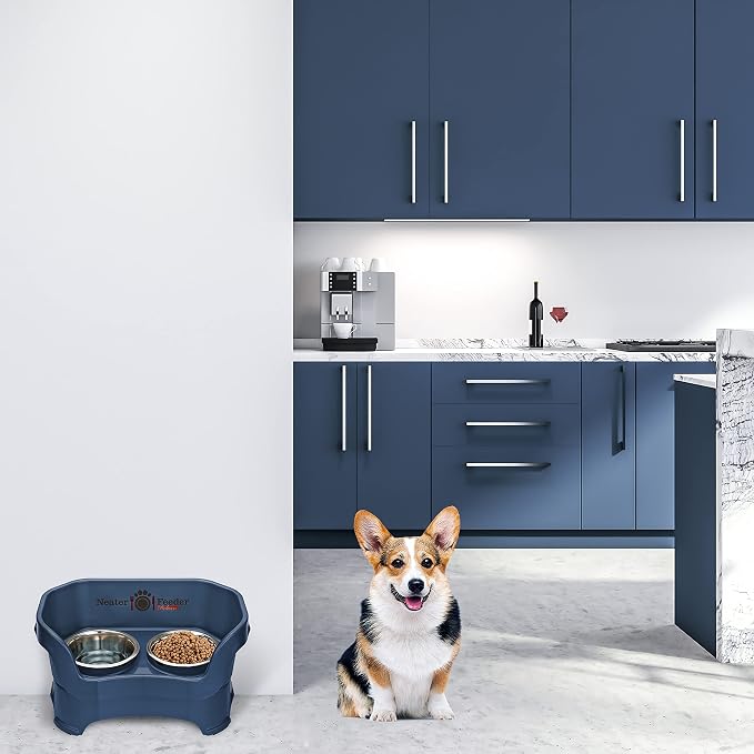 Neater Pet Brands Neater Feeder Deluxe Mess Proof Dog Bowls Elevated for Medium Dogs 19-40 lbs, Made in USA, No Spill Raised Dog Food Bowl Stand Feeding Station, Food and Water Bowl Set, Dark Blue - Image 6