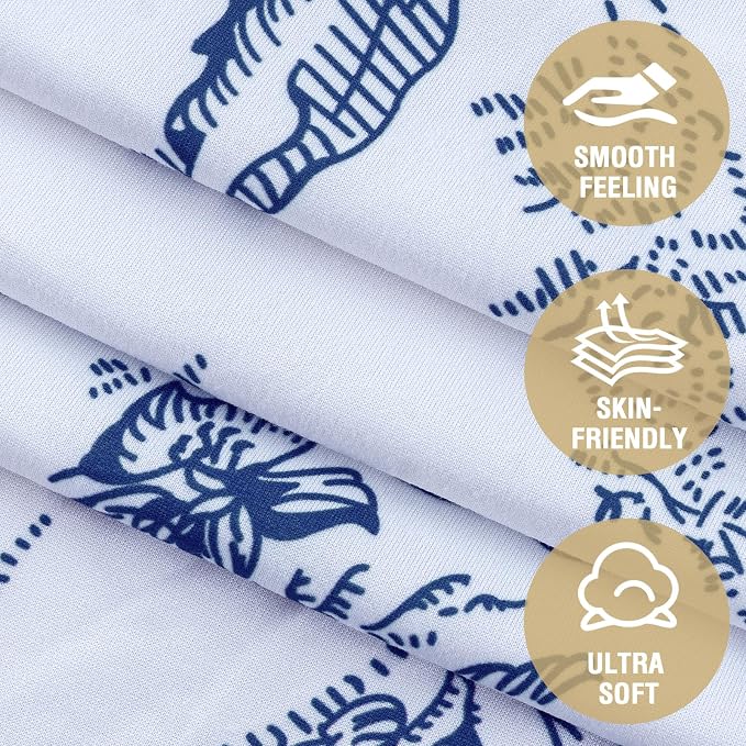 H.VERSAILTEX Printed Chair Covers for Living Room Floral Pattern Sofa Slipcovers Stretch Couch Covers Washable Couch Protector for Dogs(Garden Bliss-Blue,Chair) - Image 5