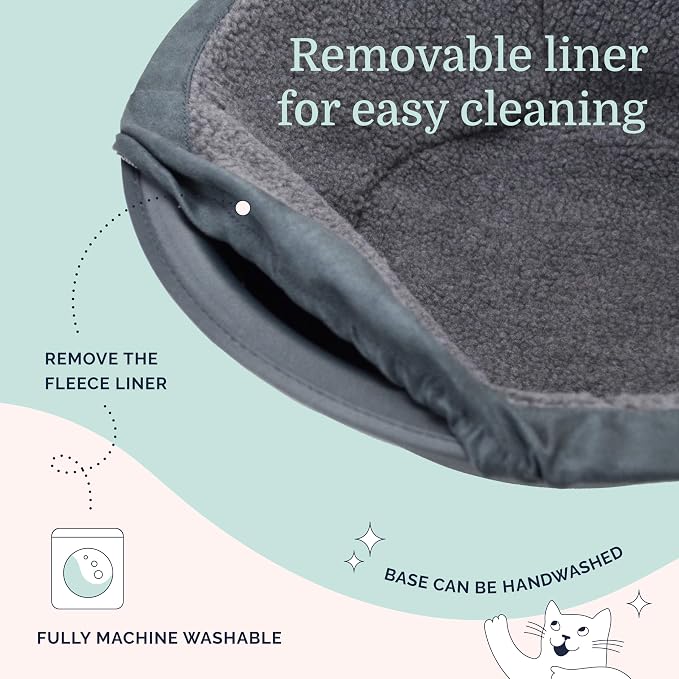Hepper Cat Nest - Washable Cat Bed with Fleece Liner - Gray/Gray - Image 3