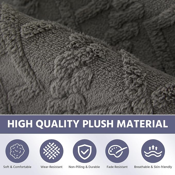 OTOB Couch Covers for Dogs Washable, Non Slip Geometric Jacquard Plush Sofa Slipcovers Furniture Protector, All Seasons Pet Couch Covers for 3 Cushion Couch Sofa, 1 Piece (Dark Gray, 35.4"x82.7") - Image 3