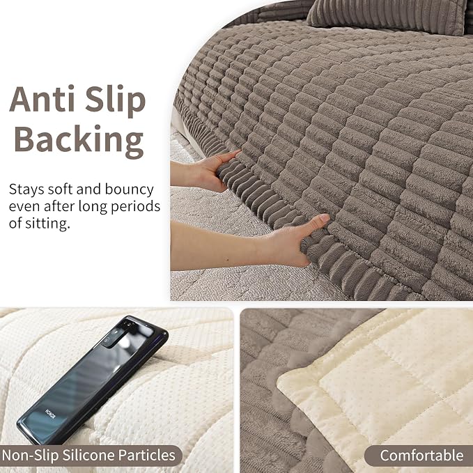 Fuzzy Pet Couch Covers for Dogs Washable, Thick Couch Covers for 3 Cushion Sofa Pet Friendly, Non Slip Plush Dog Couch Cover for for Sectional, Loveseat (Espresso, 27.6" x 71") - Image 4