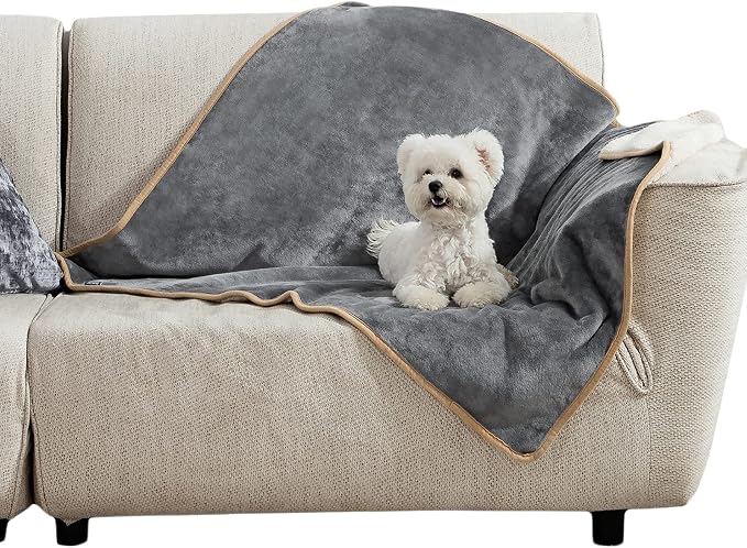 Bedsure Waterproof Dog Blankets for Medium Dogs Washable Soft Warm, 30"X40" | Plush Sherpa Fleece Cat Puppy Blanket for Couch Protector, Reversible Cozy Calming Throw for Pet Indoor,Grey by Unknown