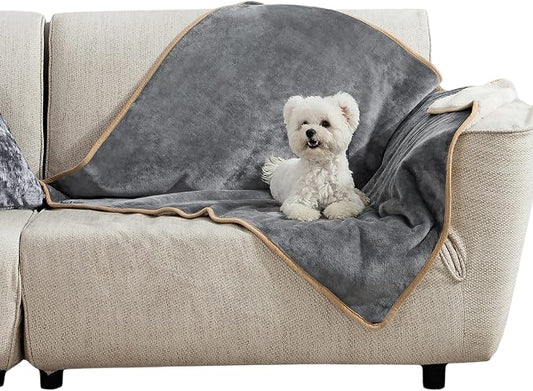 Bedsure Waterproof Dog Blankets for Medium Dogs Washable Soft Warm, 30"X40" | Plush Sherpa Fleece Cat Puppy Blanket for Couch Protector, Reversible Cozy Calming Throw for Pet Indoor,Grey by Unknown