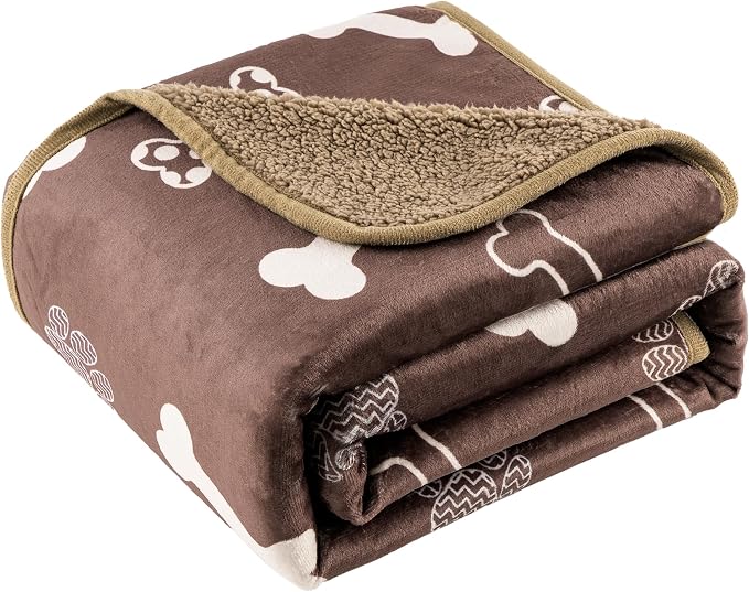Waterproof Dog Blankets Pet Blanket, 30"x40" Cat Blanket for Indoor Cats, Soft Fluffy Sofa Car Bed Protector, Reversible Sherpa Fleece Puppy Blanket for Small Medium Dogs(Chocolate Brown) by CAPTSNOOZE