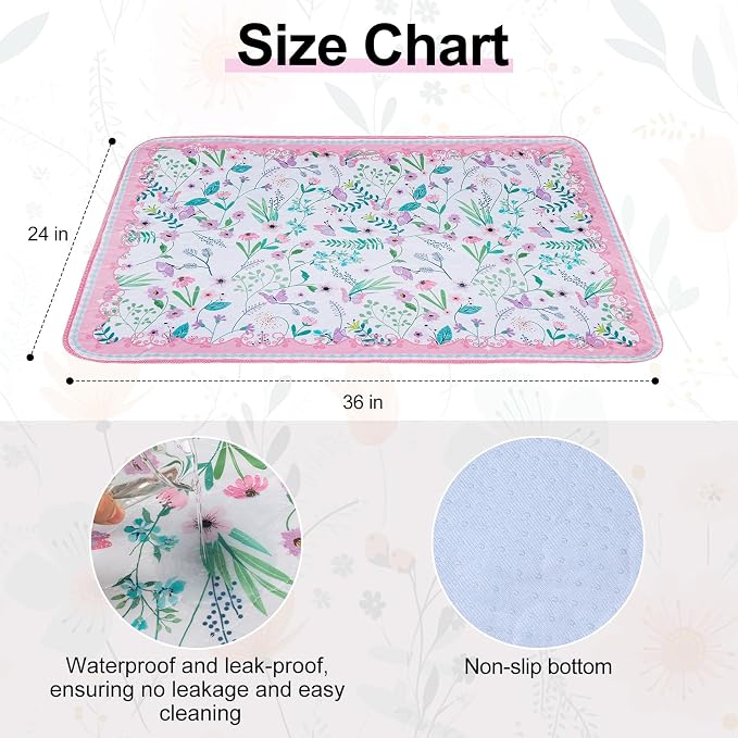 BEAUTYZOO Reusable Puppy Pads,Washable Pee Pads for Dogs,Non Slip Wee Wee Pad for Potty Training,Thick Heavy Absorbent Underpads for Playpen,Bed,Sofa,Crate,Whelping,Travel & Outdoor Spring, 24" x 36" - Image 2