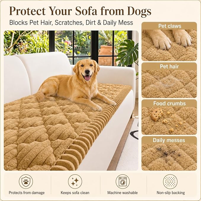 NILUOH Couch Cover for Dogs Washable, Non Slip Furniture Protector for Pet | Suitable for Leather & Fabric Loveseat/Small Couch, Prevents Pet Hair, Scratches & Stains, Pet Friendly, 27.6"x59" - Image 3