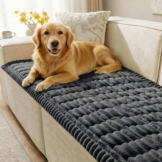 SureFit Couch Covers for Dogs,Non-Slip Washable Pet Friendly Sofa Protector | Non-Slip Paw Print Grip,Sofa Slipcovers for 2 Cushion Couch,Soft Thick Furniture Protector for Sofa Cushions(28" x 60"Gray) by SureFitInc