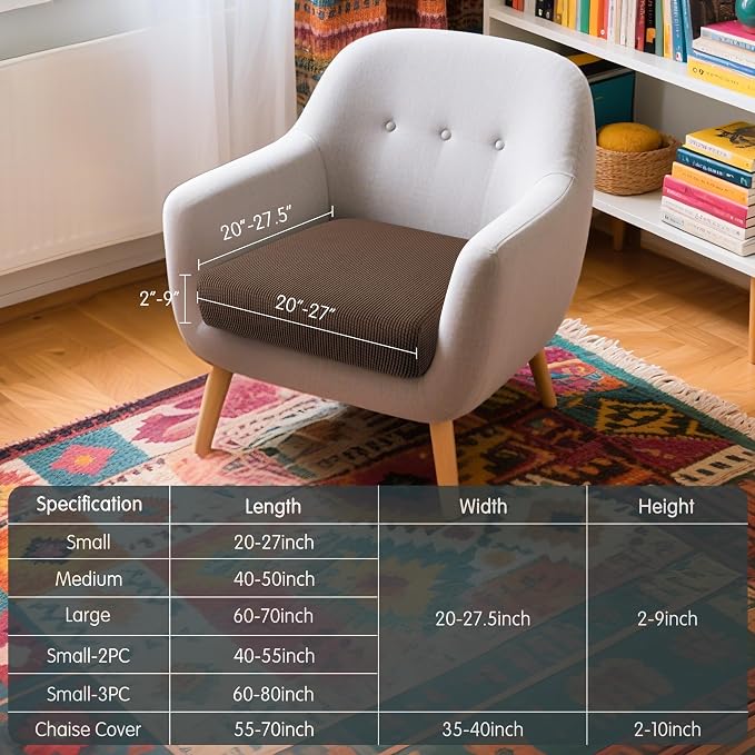 Hokway Couch Cushion Covers Stretch Cushion Covers Sofa Seat Cushion Slipcover Cushion Protector(Chocolate, Small) - Image 3