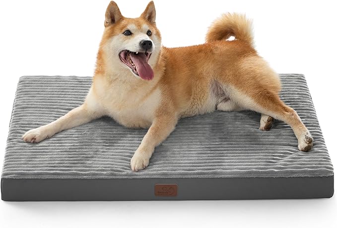 Bedsure ComfyFleece Large Dog Bed for Crate with Washable Cover, 35x22 | Orthopedic Egg Crate Foam Pet Mat,Removable Cover, Nonslip Bottom,Not Waterproof,Not Chewproof,For Large Breeds up to 40lbs by Unknown