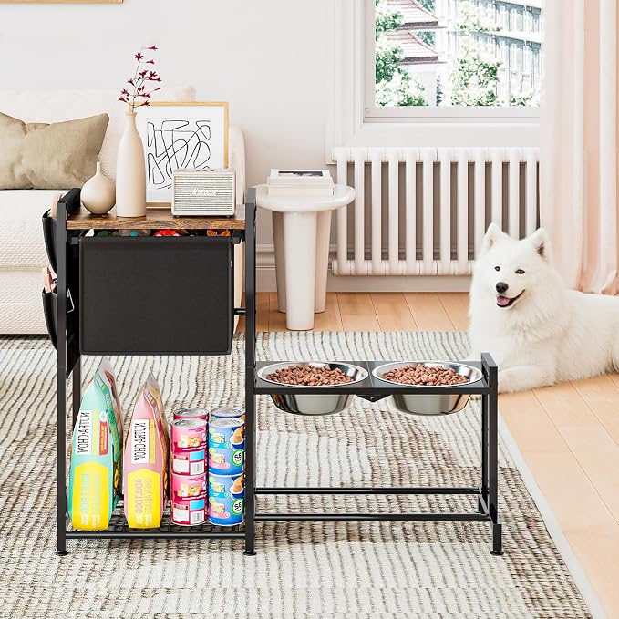 INGIORDAR Elevated Dog Bowls Stand Adjustable Raised Station Toy Bin Basket | Metal Pet Food Feeder Dish Station Non-Slip Dog Bowl Stand Stainless Steel Food Water Bowl for Medium Large Small Dogs - Image 8
