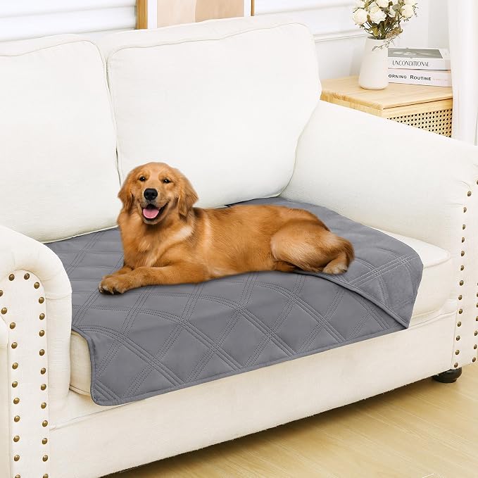 Smiry Waterproof Dog Bed Cover, Reversible Pet Blanket for Sofa Couch | Soft Washable Dog Blanket, Leakproof Couch Cover for Dogs Cats & Furniture Protection, 30x53, Grey/Grey by Smiry