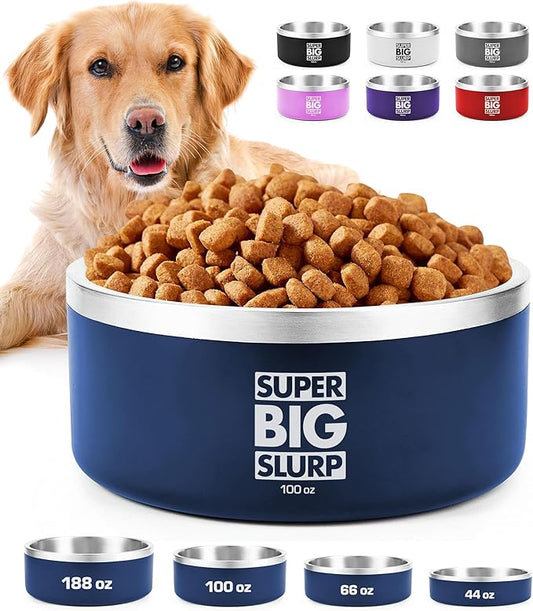 Tuff Pupper 100 oz Heavy Duty Insulated Stainless Steel Dog Bowl for Large Dogs, Non-Slip Base, Dishwasher Safe by TuffPupper