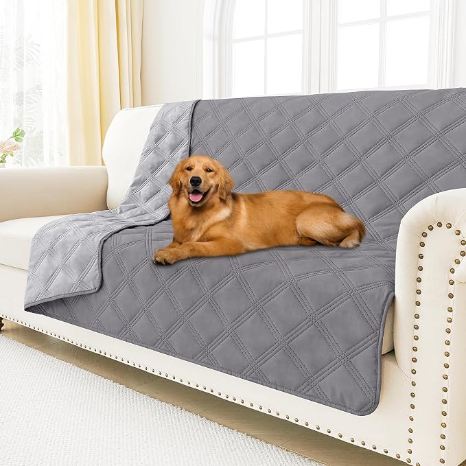 Smiry Waterproof Dog Bed Cover, Reversible Pet Blanket for Sofa Couch | Soft Washable Dog Blanket, Leakproof Couch Cover for Dogs Cats & Furniture Protection, 68x82, Grey/Light Grey by Smiry