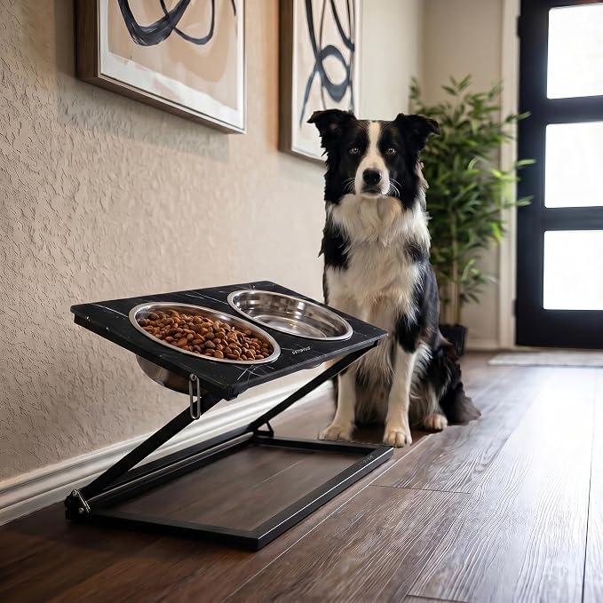 Elevated Dog Bowl, Adjustable Height and Tilt Angle Dog Bowl Stand | Precisely Adjust Height And Tilt Angle, Easy To Clean, Equipped With 2 Stainless Steel Food Bowls, Sturdy And Durable. - Image 5
