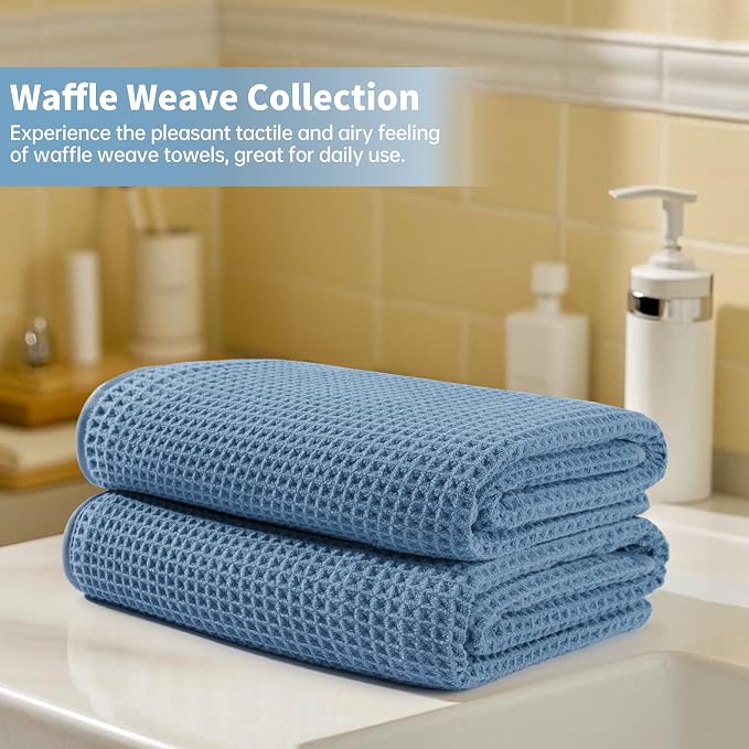 Microfiber Waffle Bath Towels, 4 Pieces, Soft, Absorbent, Fast Drying, Lint Free 430 GSM (27''x55''/68.58 cm x139.7 cm) - Image 6