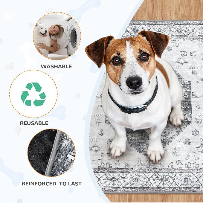 Lahome Reusable Washable Puppy Pads - 2 Pack Super Absorbent & Waterproof Dog Training Mats for Potty, Crate and Floor - Leakproof Pee Pads with Non-Slip Backing (Gray, 36"x48") - Image 8