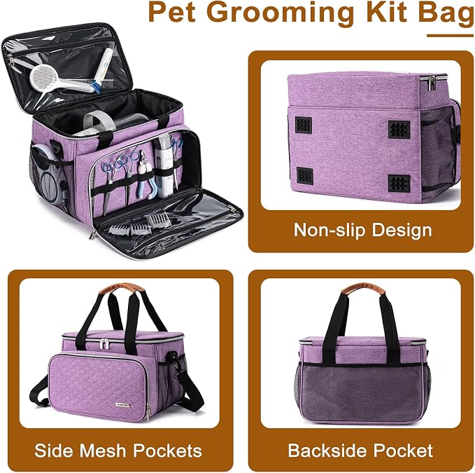 Dog Grooming Vacuum Bag, Pet Grooming Kit Bag Perfect for Dog Hair Vacuum & Grooming Tool Kit Accessories- Purple - Image 3
