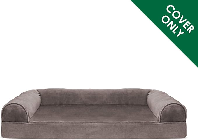 Furhaven Replacement Dog Bed Cover Faux Fur & Velvet Sofa-Style, Machine Washable - Driftwood Brown, Large - Image 2