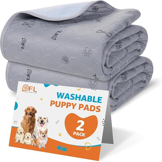 Washable Pee Pads for Dogs, 2Pack Puppy Pads Washable,Absorbent Reusable Whelping Pads Non-Slip Dog Mats with Bone Print for Floor Protector, Couch Cover, Crate, Potty Training 36x41 by PICKFORLIFE