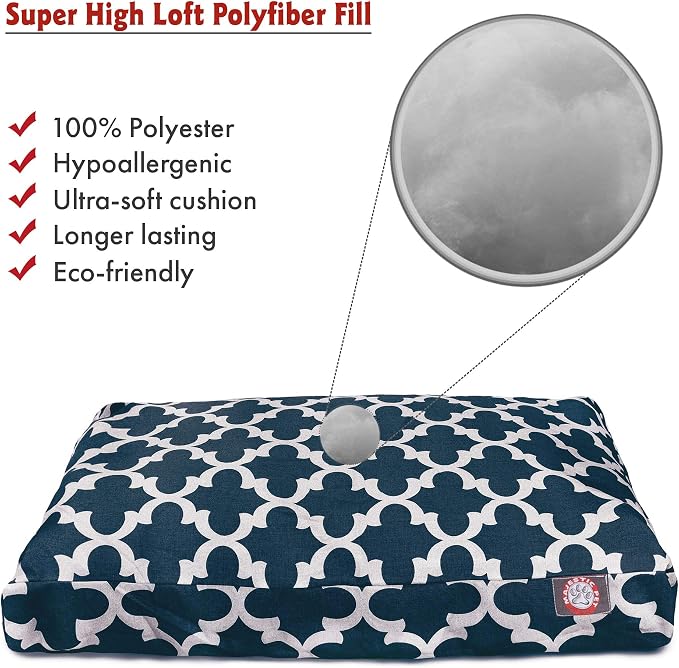 Navy Trellis Extra Large Rectangle Indoor Outdoor Pet Dog Bed With Removable Washable Cover By Majestic Pet Products - Image 3