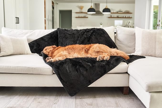 PAW BRANDS PupProtector Waterproof Throw Blanket, Midnight Black, 80x62 | Waterproof, machine washable — protects couches, beds & car seats - Image 4