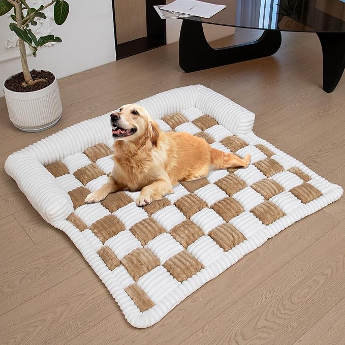 TOPCHANCES Dog Couch Covers, Thickened Quilted Plaid Funny Fuzzy Pet Couch Protector for Large Dogs - Washable, Non Slip - Light Brown, 30x30 inch - Image 8