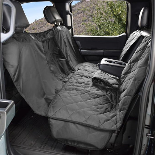 4Knines New Crew Cab Truck Pet Seat Cover for Back Seat with Split-Tech, Dog Hammock & Mesh Window – Heavy Duty Dog Hammock for Trucks with Split Bench Seats (Black, Passenger Side) by 4Knines