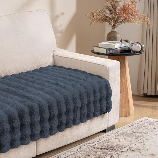 Dogs/Cats Bed Mats, Dog Pad Washable Removable Couch Cover with Anti-Slip Back, Plush Long Fur Mat, Perfect for Small, Medium and Large Dogs.(Noble Gray-Bubble, 30"x70") by SNUGGLESINTO