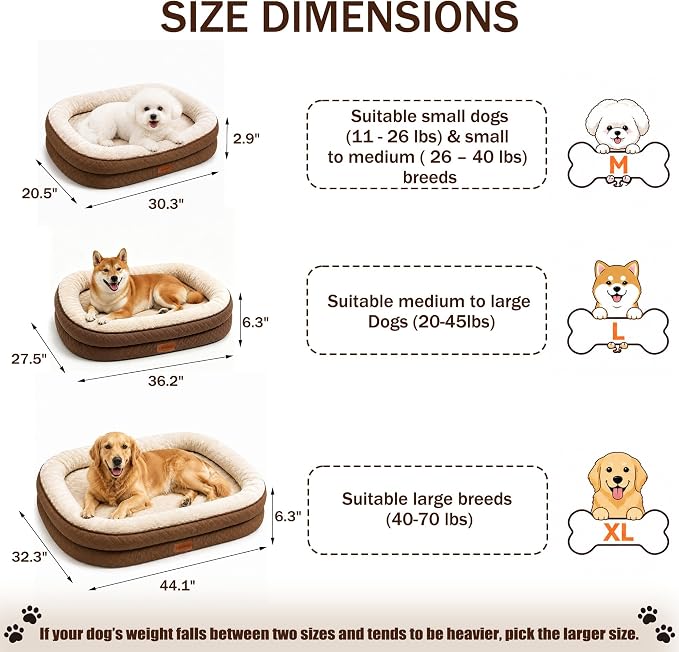 Large Dog Bed Washable with Reusable Potty Pad - Brown Orthopedic Dog Beds Large Sized Dog with Memory and Egg Crate Foam Waterproof Pet Bed Includes - Medium - Image 7