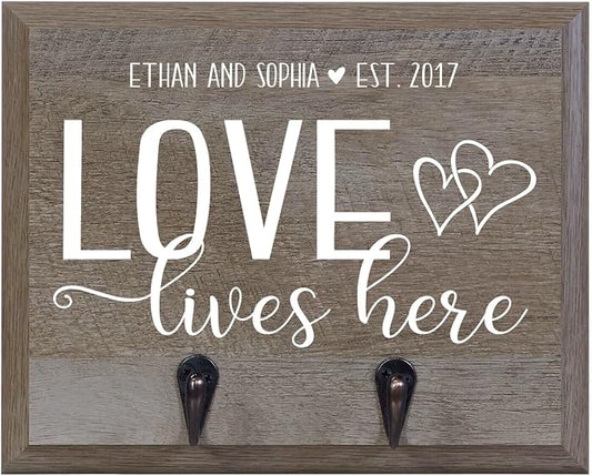 Personalized Re-Engineered Family Name Barn Wood Decor Wall Mounted Coat Hat and Dog Leash Rack Storage with 2 Metal Hooks 10" w x 8" h 4.25" deep by LifeSongMilestones